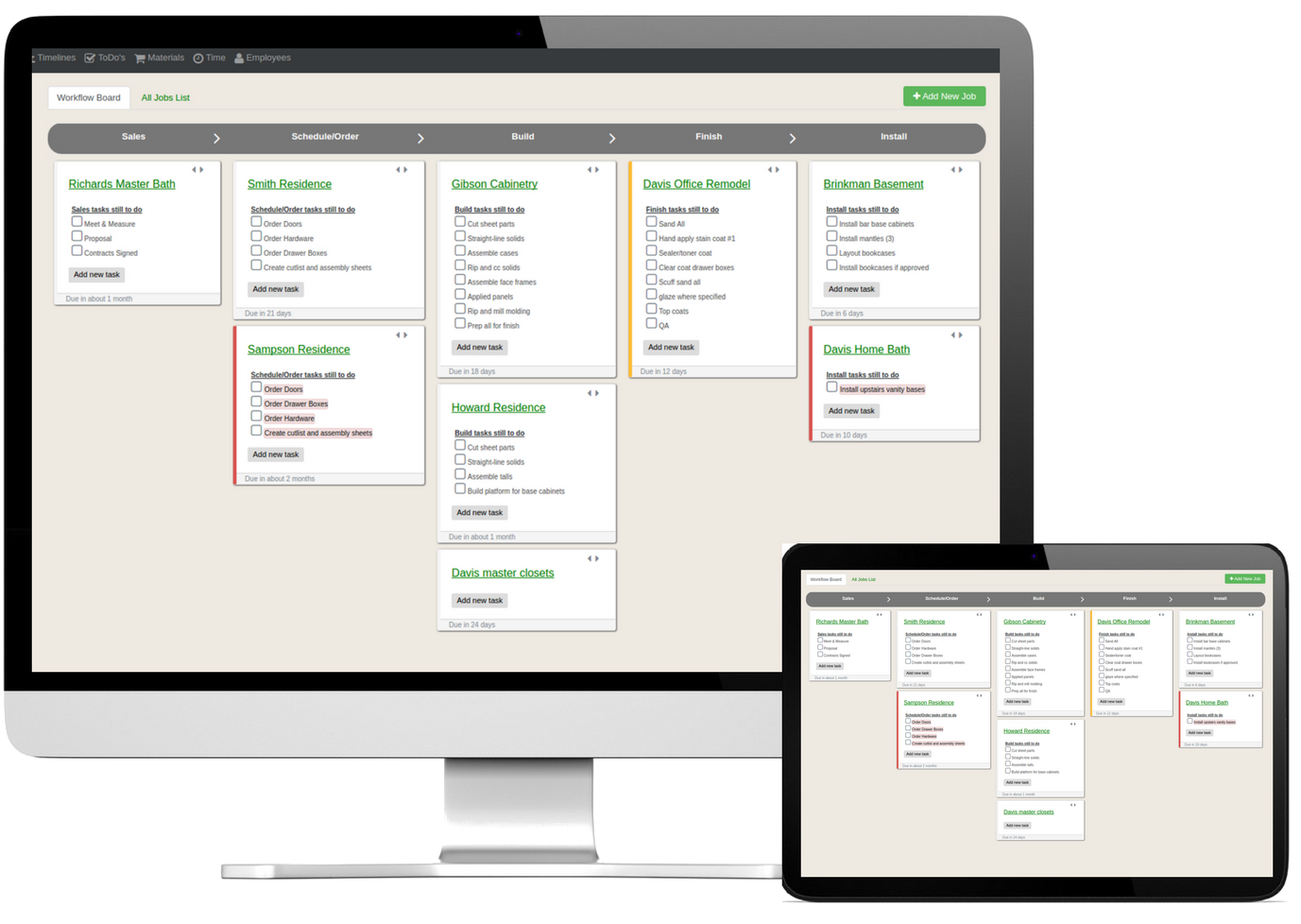 Cabinet shop jobs progress